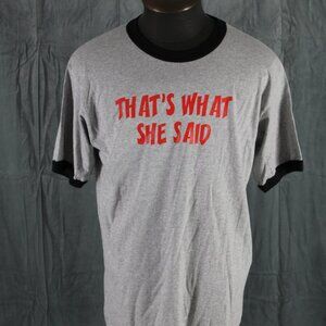 Vintage Graphic T-shirt - That is What She Said Ringer - Men's Large